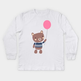 Cute and Whimsical Brown Bear T-Shirt Kids Long Sleeve T-Shirt